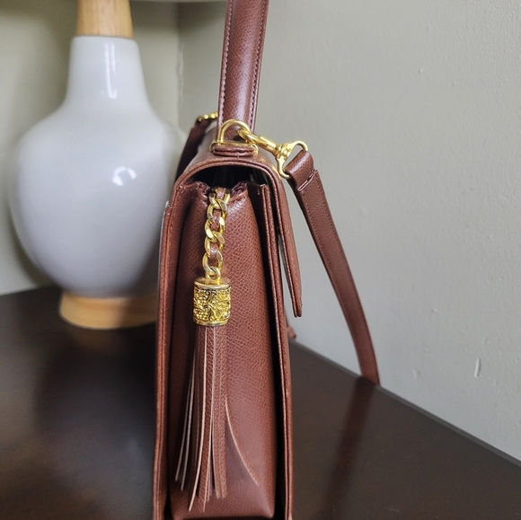 Valentino Garavani Vintage Brown Leather Satchel Bag, Kelly Style - Picture 7 of 16